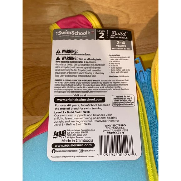 Swim School Swim Swim School Trainer Life Vest Level 2 Age 24 Years